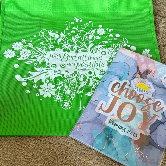 NWT Green Tote Bag and Inspirational Notebook Set - Picture 2 of 8
